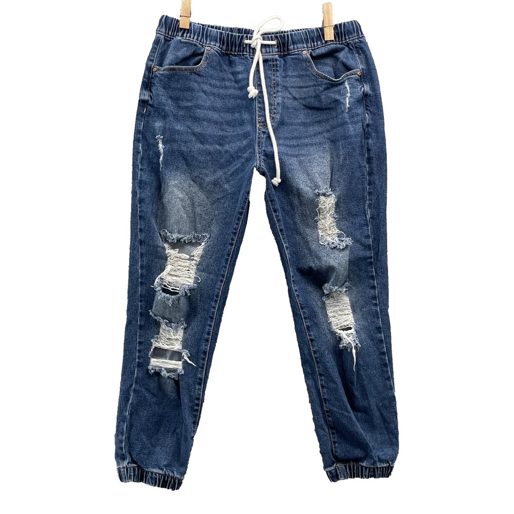 Celebrity Pink Jogger Jean Women Large Distressed Streetwear Y2k 90s Baggy Skate